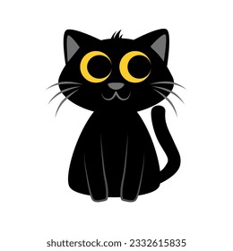 Vector black cat isolated on white background.