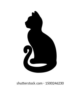 vector black cat on white background