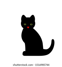 vector black cat on white background