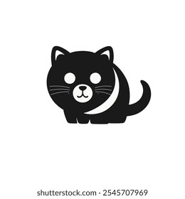 Vector black cat on white background