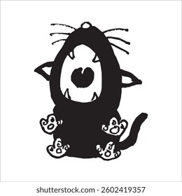 Vector Black Cat Screaming Funny