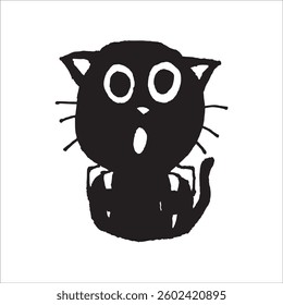Vector Black Cat Shocked Illustration