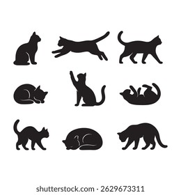 Vector black cat silhouette collection