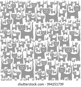 Vector black Cats Pattern Background. 