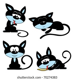 vector black cats in various positions