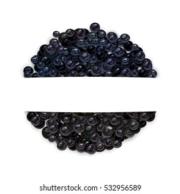 Vector black caviar with blank place for text isolated on white background 