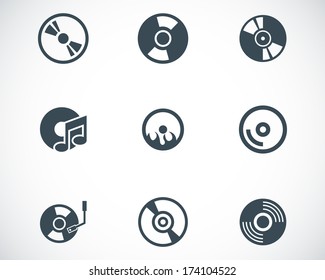 Vector Black Cd Disk Icons Set Stock Vector (Royalty Free) 174104522 ...