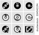 Vector black cd icon set.