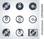 Vector black cd icon set