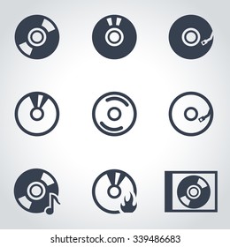 Vector black cd icon set