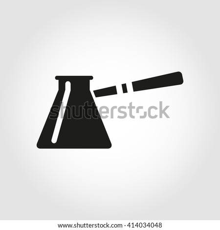 Vector black cezve for coffe icon. Turkish fishborn coffee pot prepared coffee