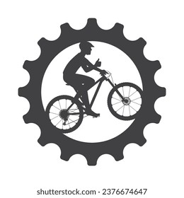 Icono de la silla negra vectorial con silueta ciclista. Aislado sobre fondo blanco.