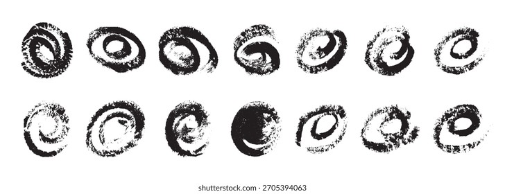Vector Black Chalk Texture Stain Set