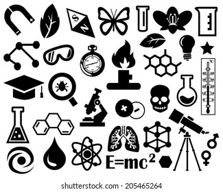 vector black characters on a white background science
