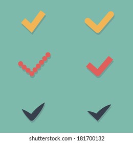 Vector black check marks icons set