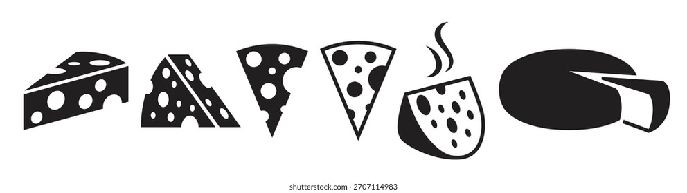 vector black cheeses icon on white background signs set