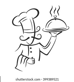 vector black chef icon on white background