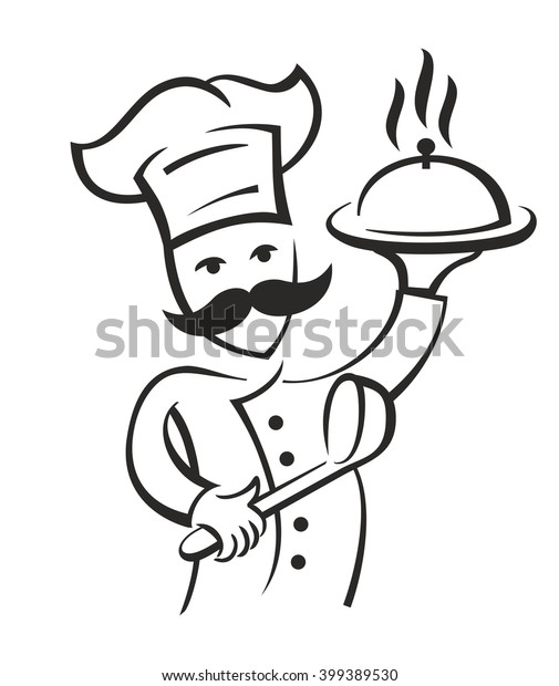 Vector Black Chef Icon On White Stock Vector (Royalty Free) 399389530