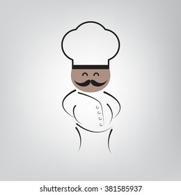 Vector Black Chef Smiling On Grey Background
