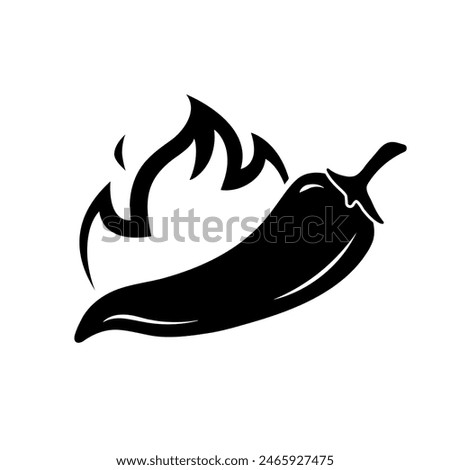 Vector black chili pepper icon on white. Chili pepper flat line icon. Pictogram illustration of hot jalapeno and fire. Black Pictogram for mexican cooking spice. Spicy and hot. Vector illustration
