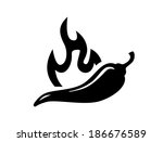 vector black chilli pepper icon on white