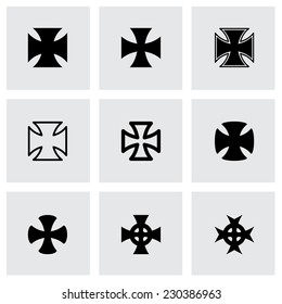 Vector black choppers crosses icon set on grey background