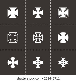 Vector black choppers crosses icon set on black background