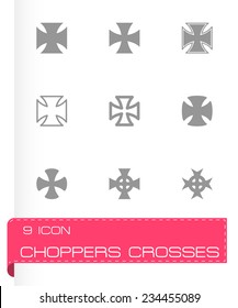 Vector black choppers crosses icon set on grey background