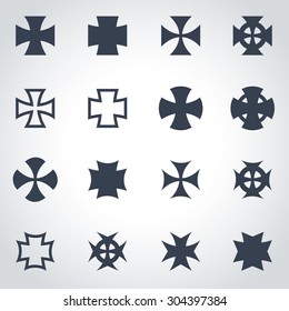 Vector black choppers crosses icon set on grey background