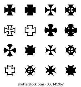 Vector black choppers crosses icon set. 