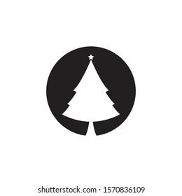 Vector black christmas tree icon 