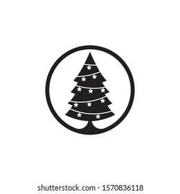 Vector black christmas tree icon 