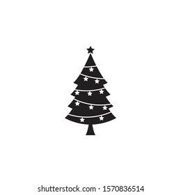 Vector black christmas tree icon 