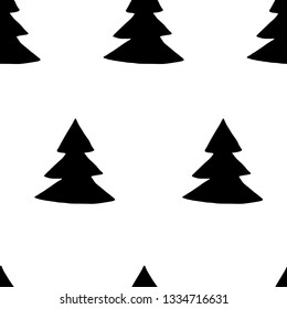 vector black christmas tree seamless pattern background