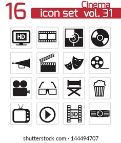 Vector black cinema icon set