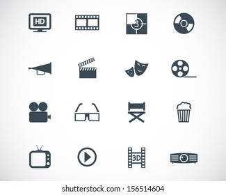 Vector black cinema icon set