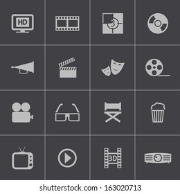 Vector black cinema icon set