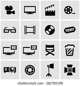 Vector black cinema icon set.