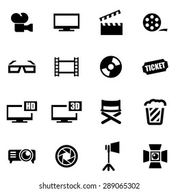 Vector black cinema icon set. 