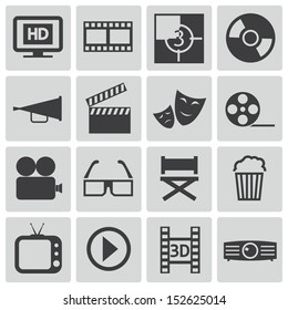 Vector black  cinema icons set