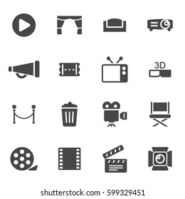 Vector black cinema icons set