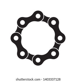 Vector black circle created from bike chain. Isolated on white background.