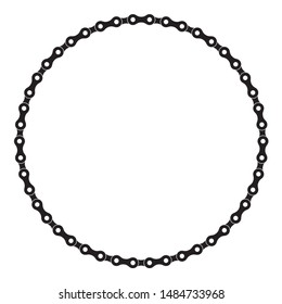 Vector Black Circle Created From Bike Chain. Isolated On White Background.