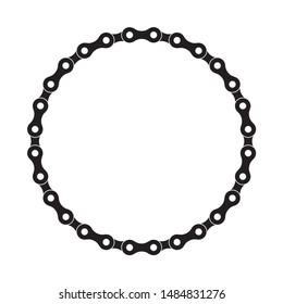 Vector black circle created from bike chain  Isolated white background 