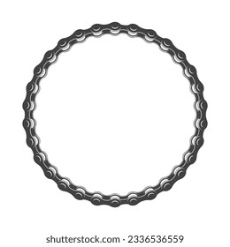 Vector black circle frame made of a bike chain. White background.