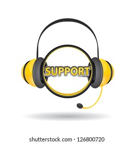 vector black circle glossy web support icon on white background. vector web assistant button.
