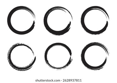 Vector Black Circle In Grunge Brush Stroke Frames