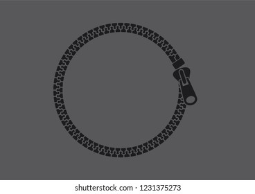 Vector black circle zipper on dark background