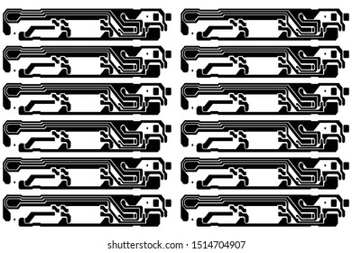 Vector black circuit board pattern. white background