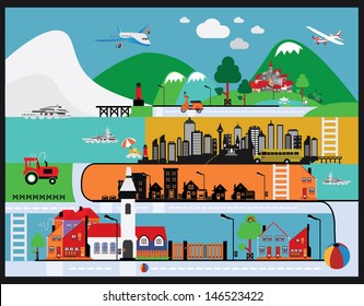 vector black city icons set